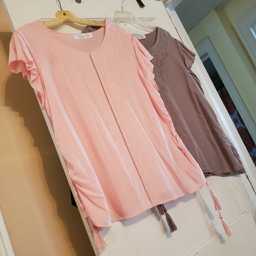 Flutter Sleeve Cotton Blouse Time and Tru XXL
